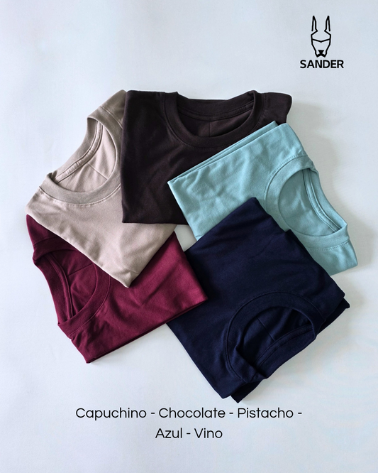 Pack 5 Camisetas (Capuchino, Chocolate, Pistacho, Azul, Vino)