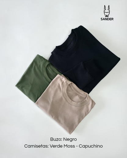 Pack Buzo Negro + 2 Camisetas