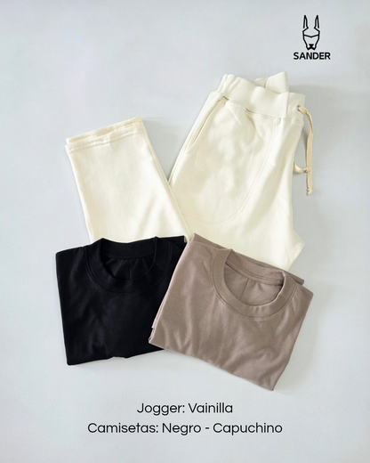 Pack Jogger Vainilla + 2 Camisetas
