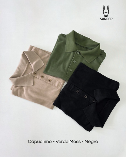 Pack 3 Polos (Negro, Verde Moss, Capuchino)