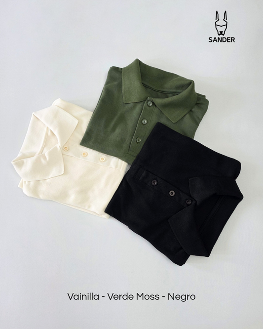 Pack 3 Polos (Vainilla, Verde Moss, Negro)