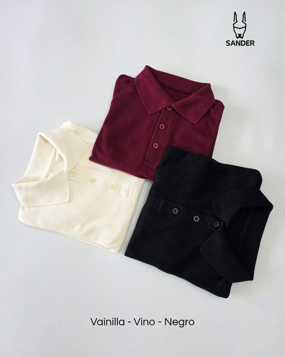 Pack 3 Polos (Vainilla, Vino, Negro)