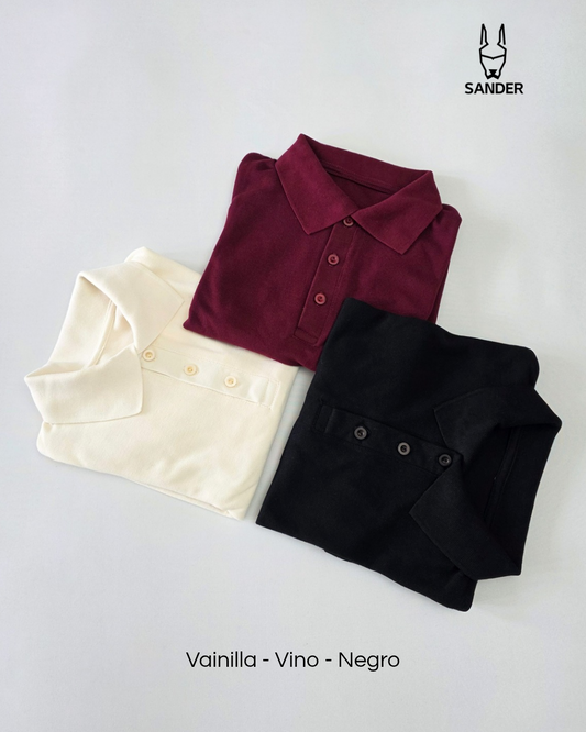 Pack 3 Polos (Vainilla, Vino, Negro)